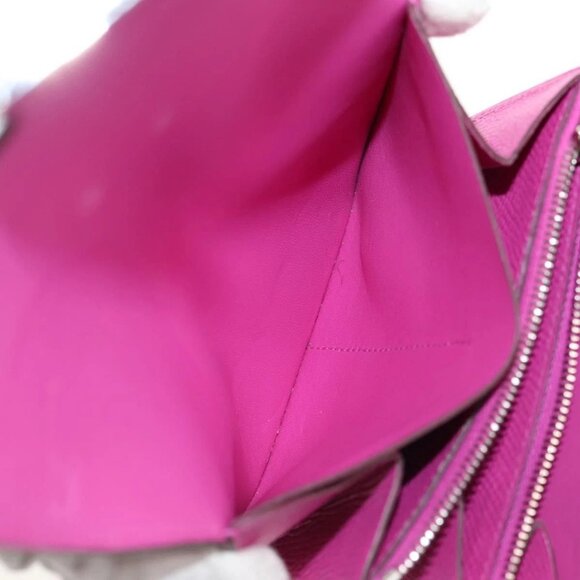 HERMES Constance Compact Wallet Leather Purple pink Auth 142362M - Picture 13 of 16